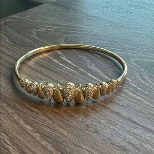 Gold Plated Bangle Bracelet with Pave Stones